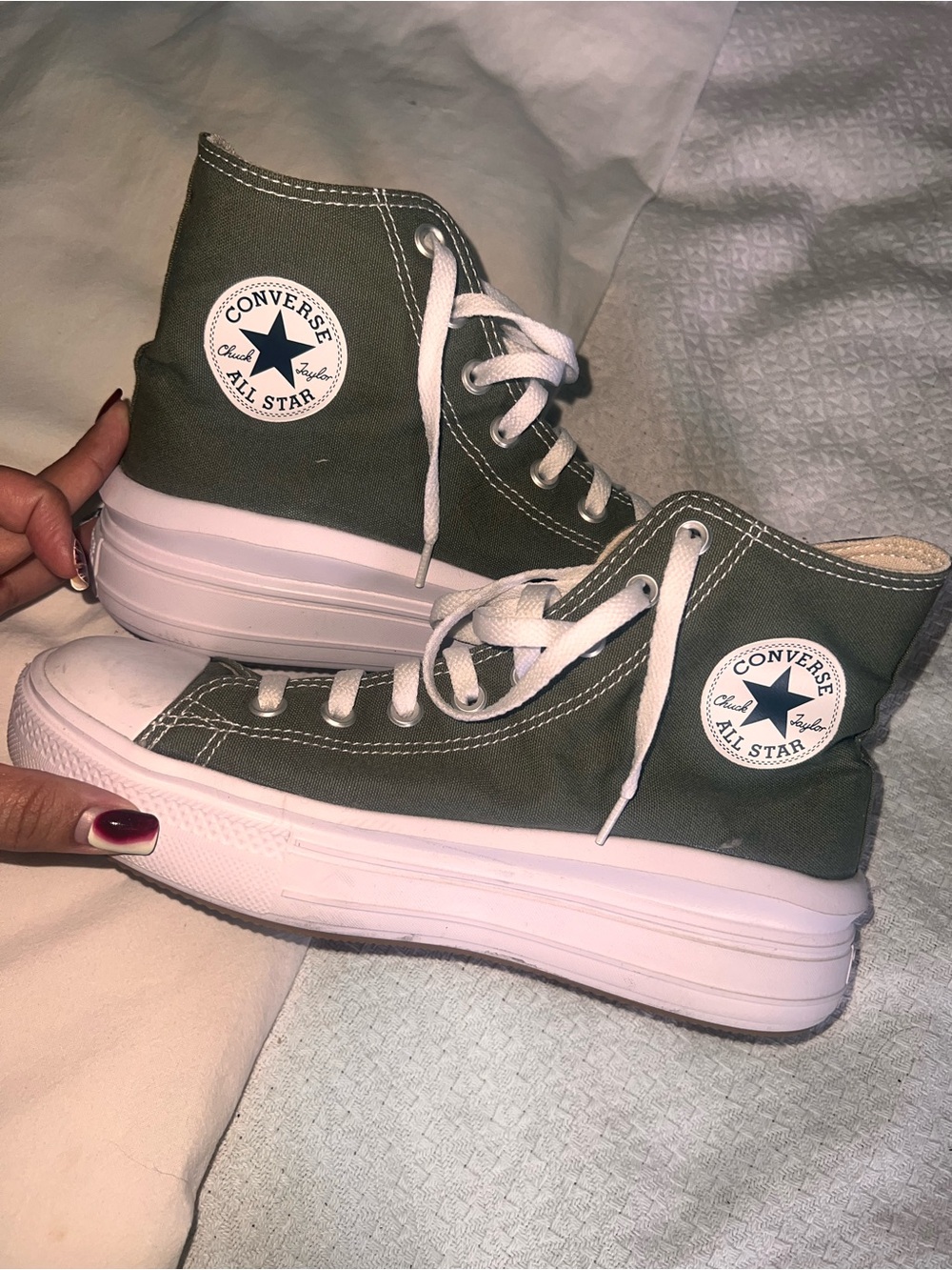 Converse Olive Green High-Top Platform Sneakers Wm 11